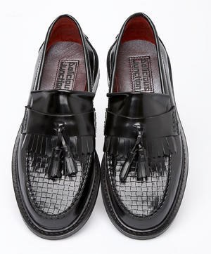 Delicious Junction Basket Weave Mod Loafer Shoe Black  Preview